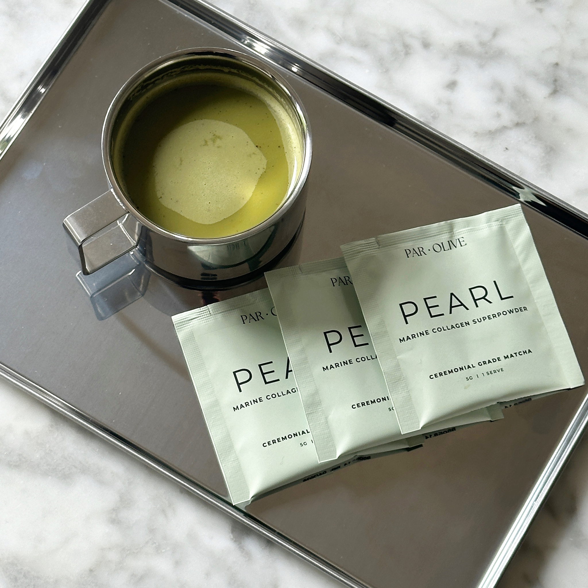 PEARL Marine Collagen Superpowder (Ceremonial Grade Matcha) Travel Set
